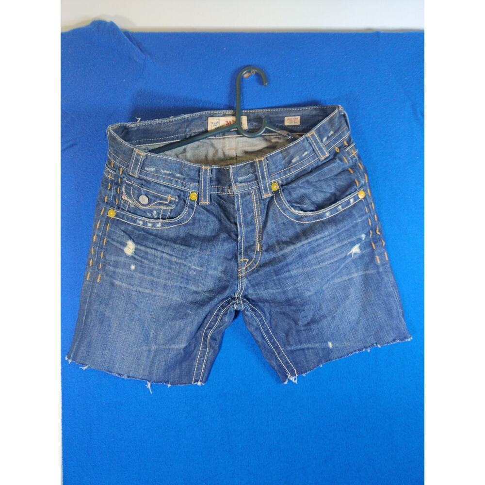 MEK Denim Women’s Shorts Size 33 Cutoff Distressed Button Fly Blue Y2K - Picture 16 of 16